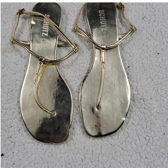 SCHUTZ womens Elsha metallic leather gold size 11 - Picture 2 of 3